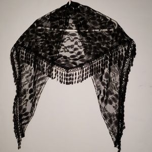 Black Lace Triangle Scarf